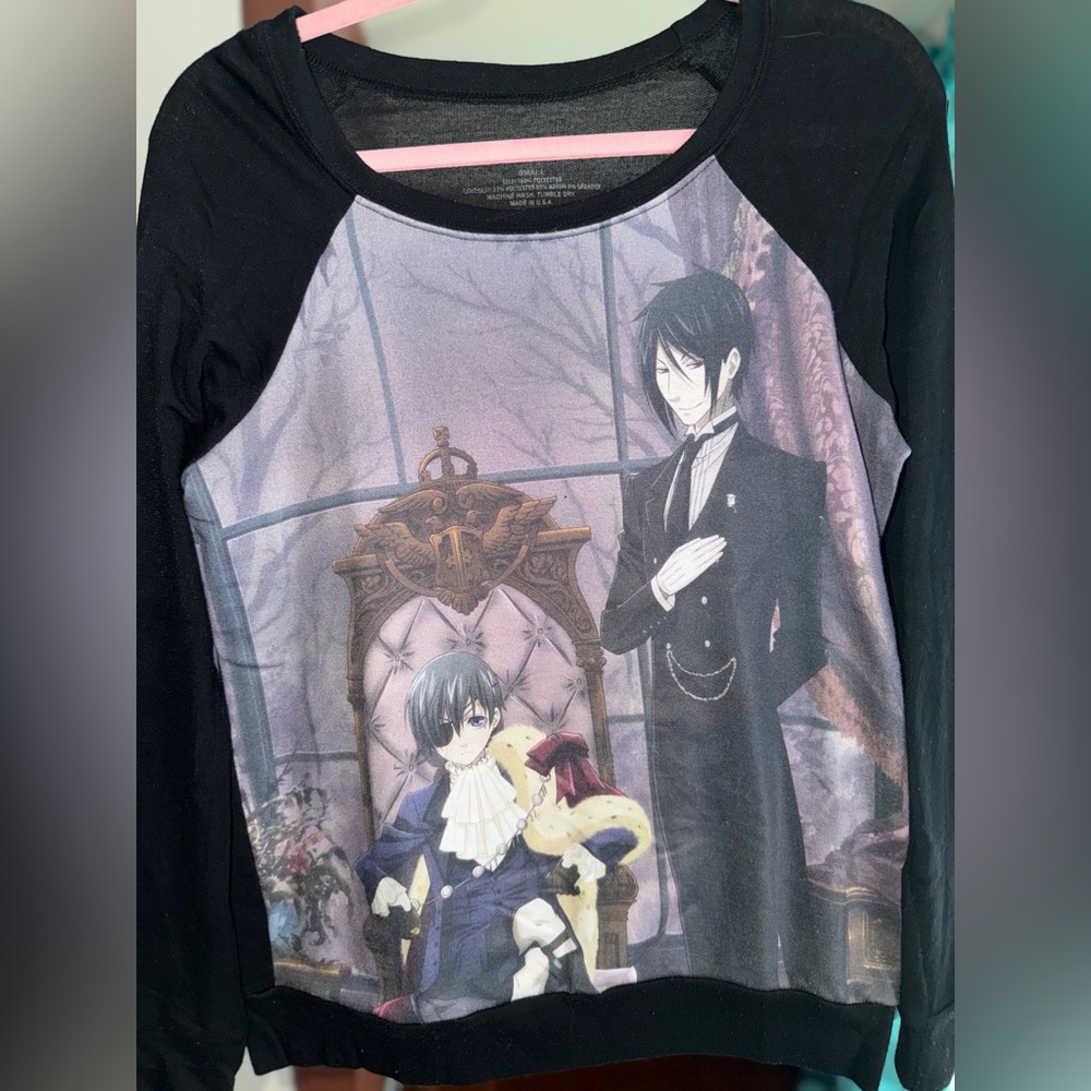 Black and Gray Black Butler Anime Graphic Shirt